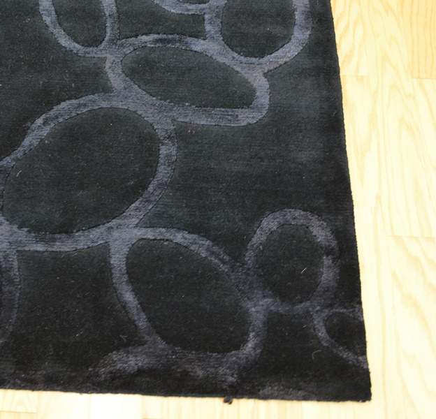 Tibetan Style Contemporary Black and Charcoal Wool Area Rug