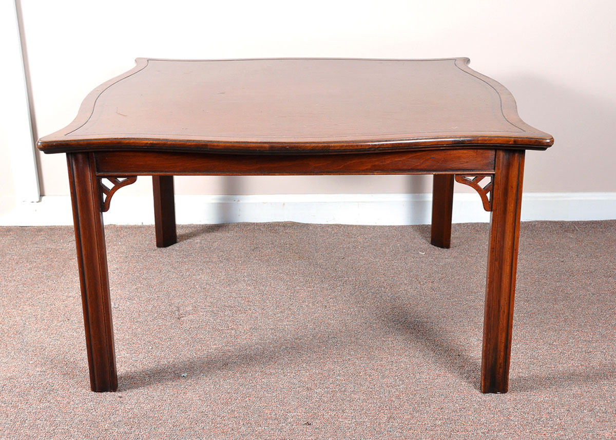 Mahogany Side Table with Tooled Leather Inset Top