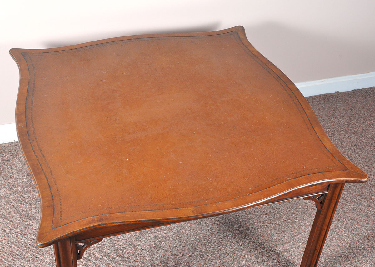 Mahogany Side Table with Tooled Leather Inset Top