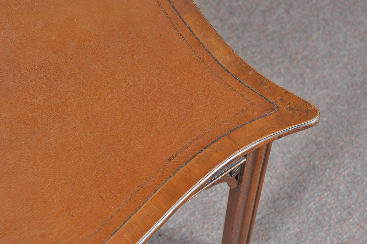 Mahogany Side Table with Tooled Leather Inset Top