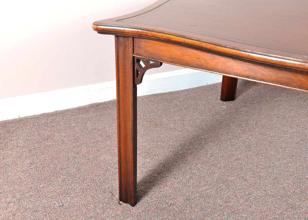 Mahogany Side Table with Tooled Leather Inset Top