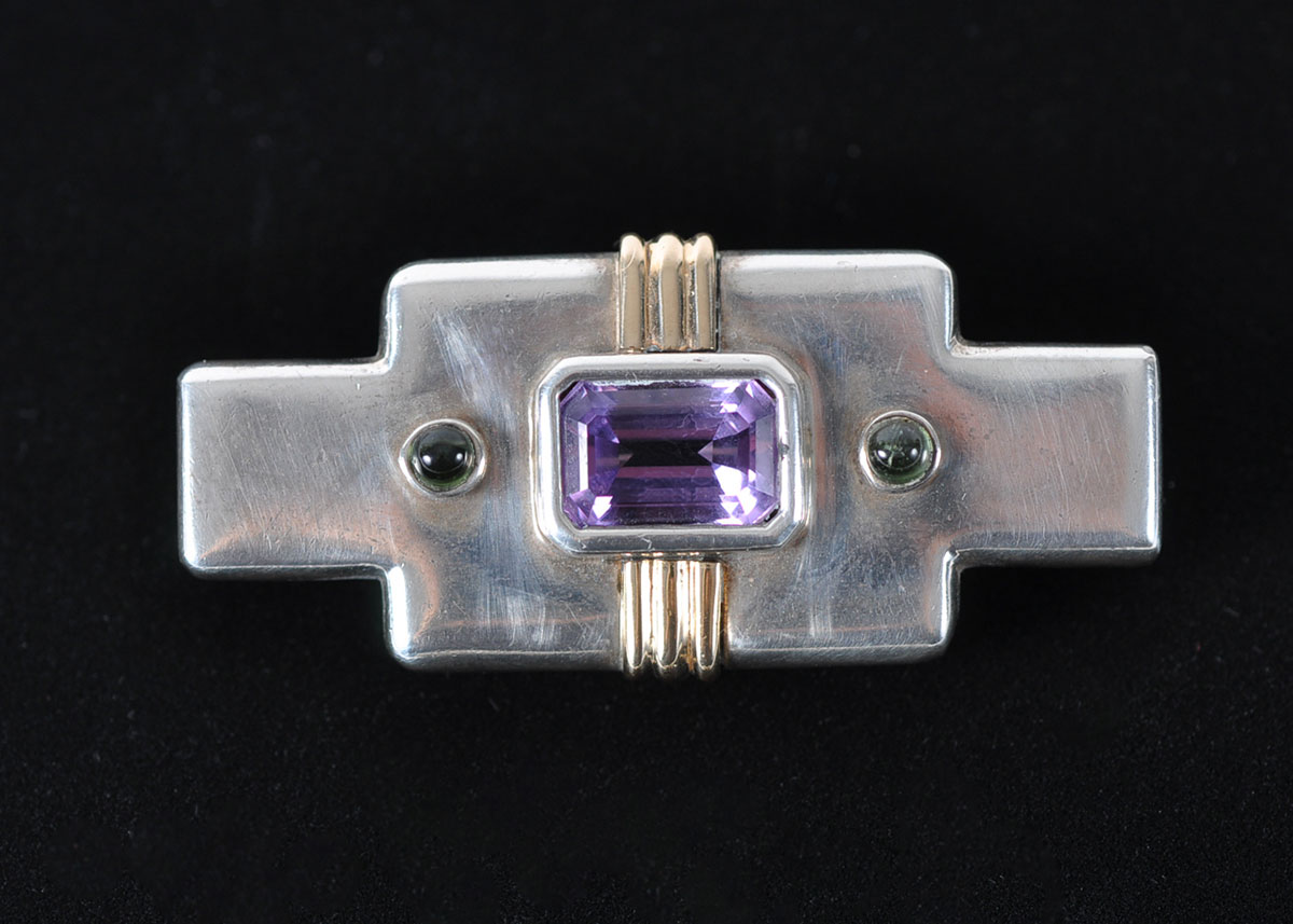 Sterling Silver on 14k Gold Earrings and Pin Set