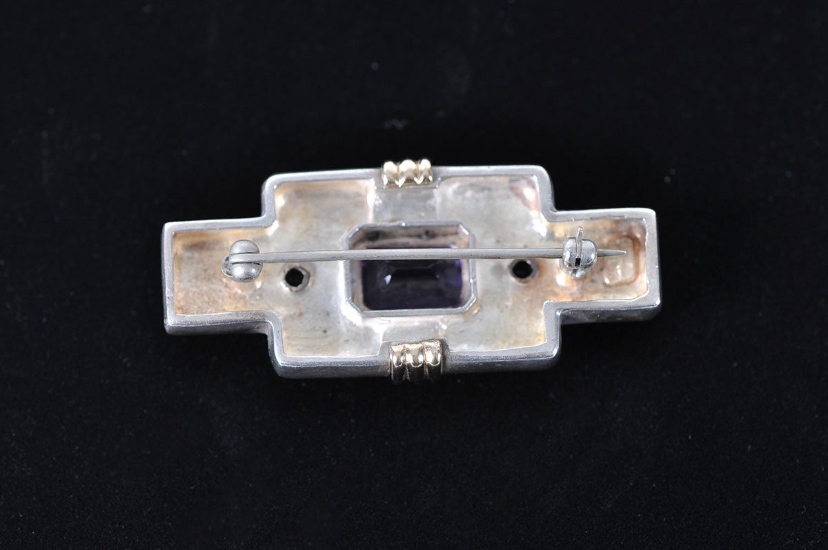 Sterling Silver on 14k Gold Earrings and Pin Set