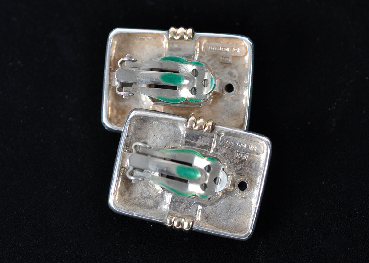 Sterling Silver on 14k Gold Earrings and Pin Set