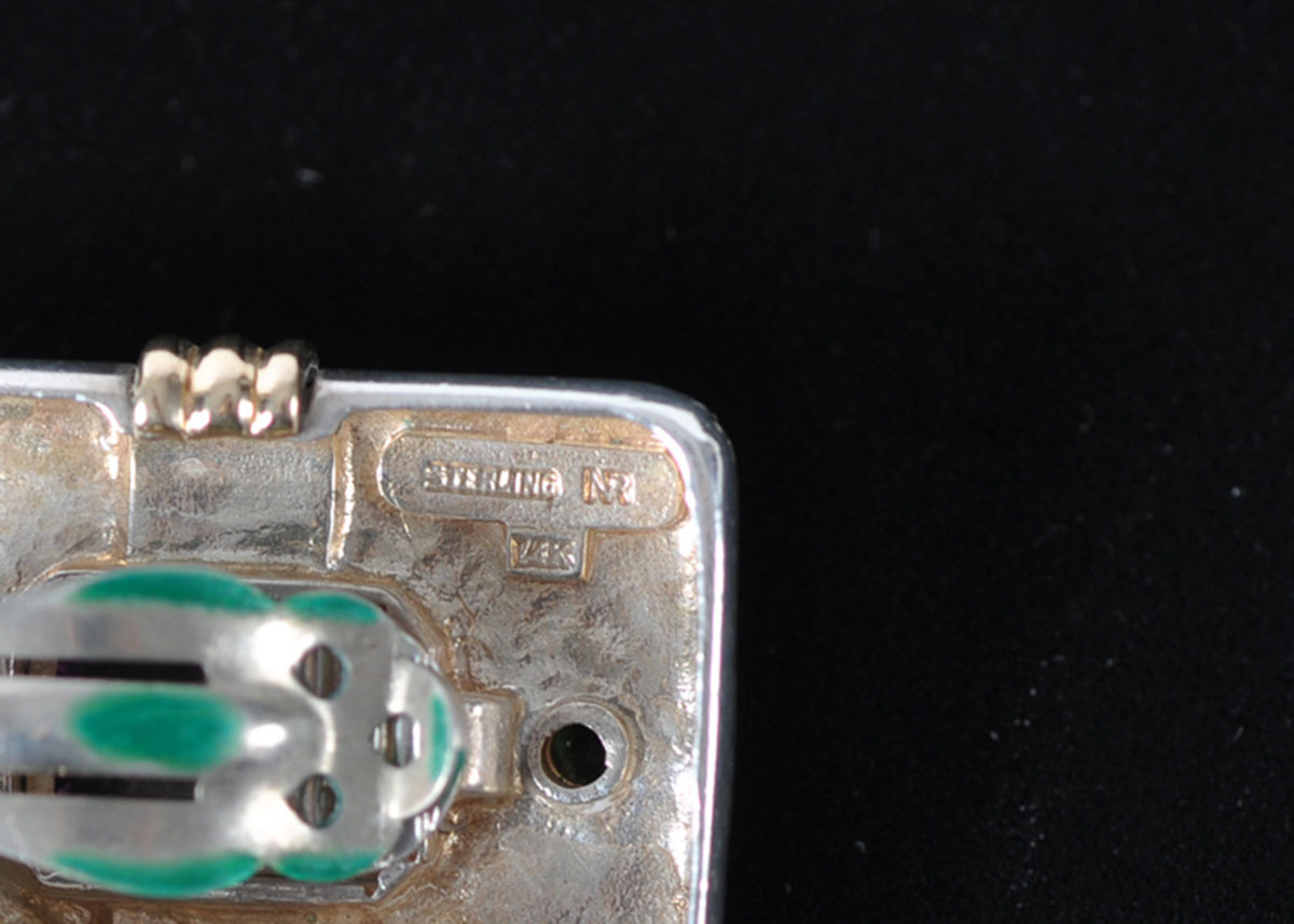 Sterling Silver on 14k Gold Earrings and Pin Set