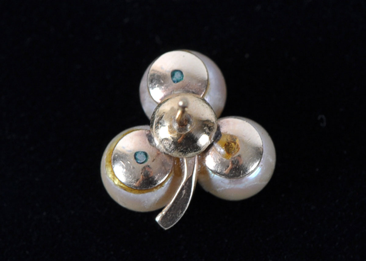Pair of 18k Yellow Gold Pearl Cluster Earrings