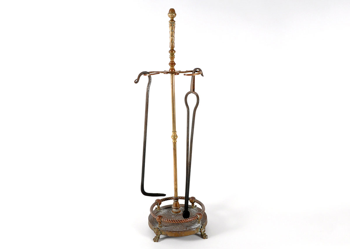 Plated Brass Fireplace Tool Stand