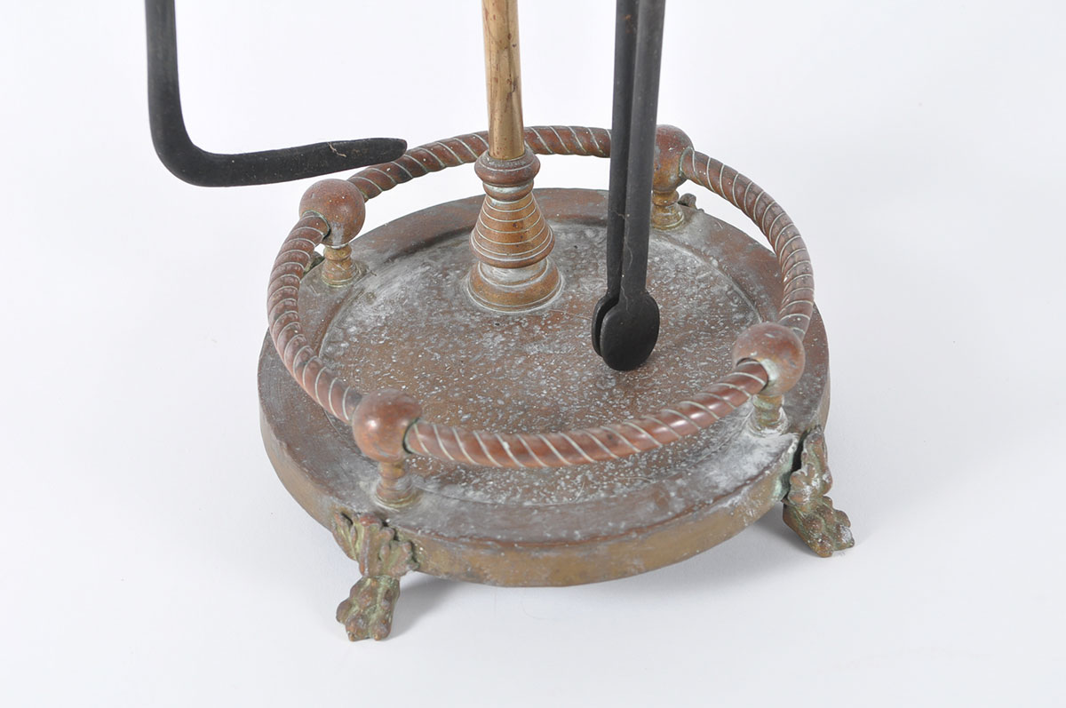 Plated Brass Fireplace Tool Stand