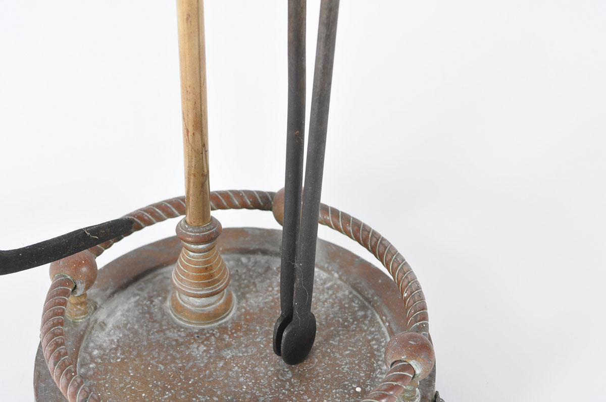 Plated Brass Fireplace Tool Stand