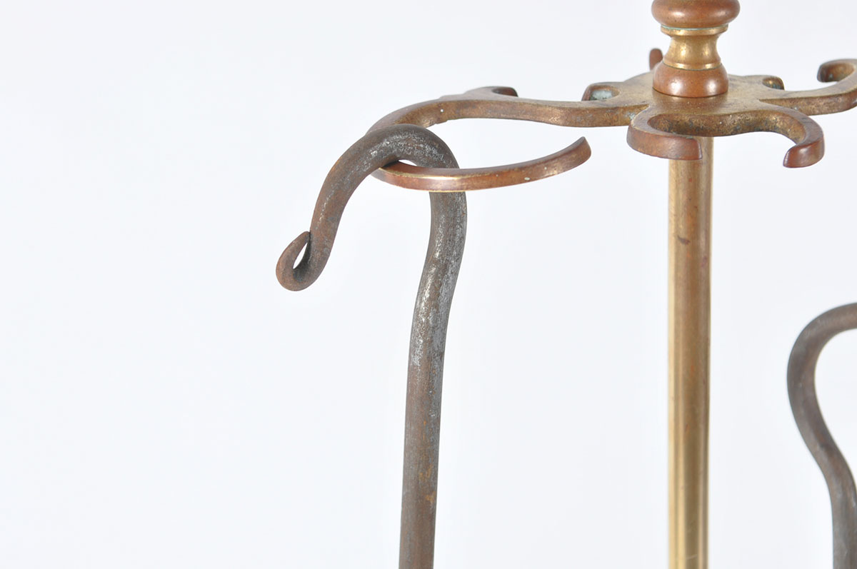 Plated Brass Fireplace Tool Stand