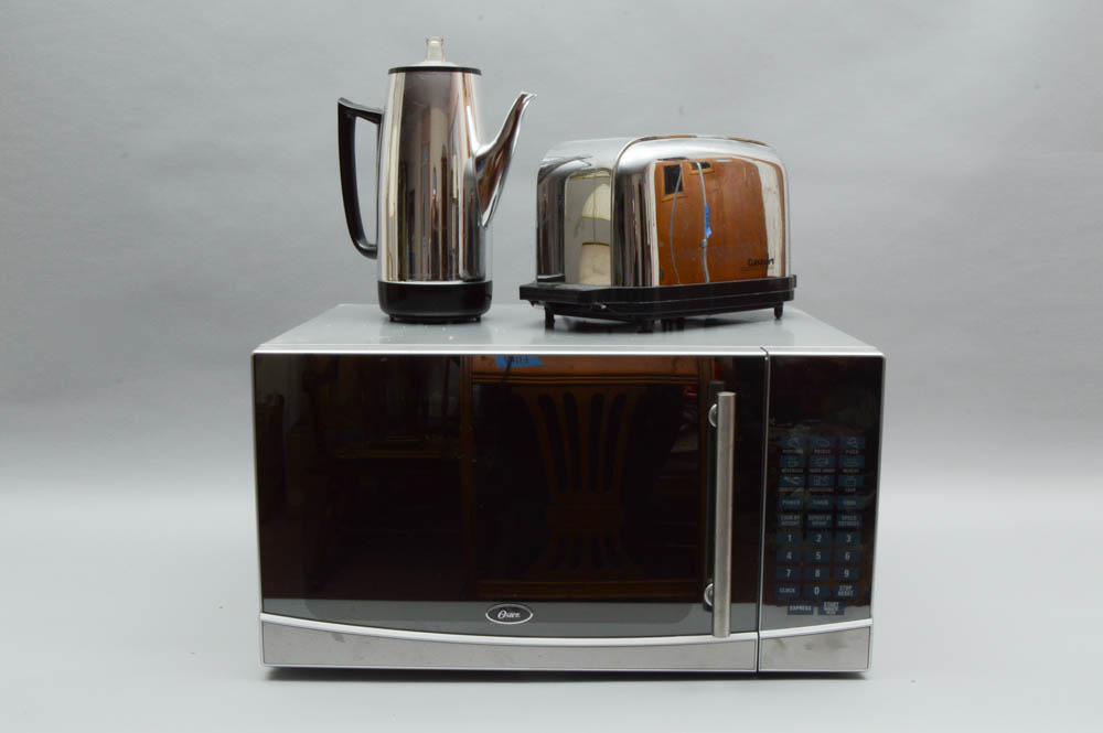 Oster Microwave, GE Electric Kettle and Cuisinart 2-Slice Toaster