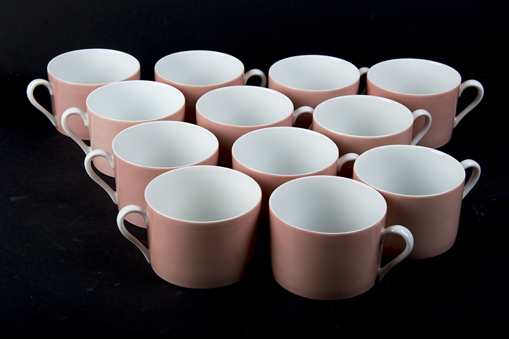 Fitz and Floyd Rondelet Peach Mugs