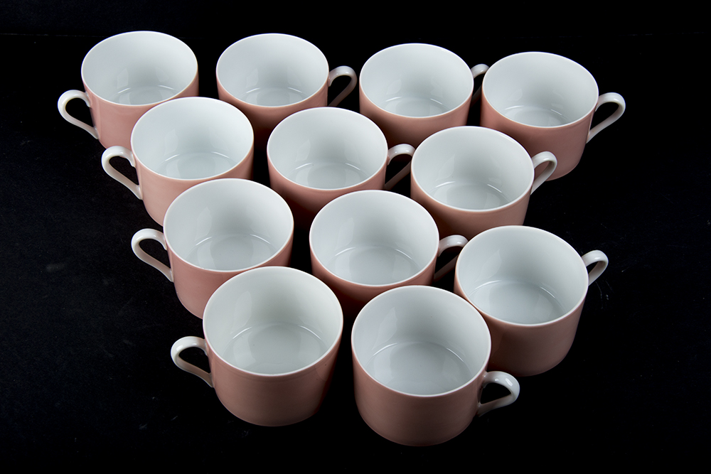 Fitz and Floyd Rondelet Peach Mugs