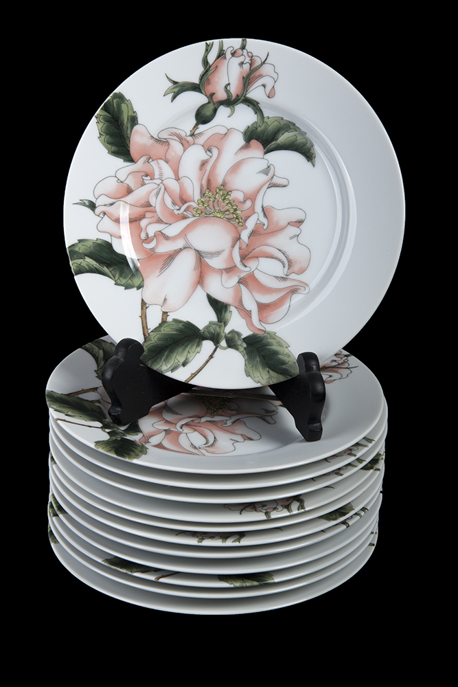 Fitz and Floyd Summer Rose Dessert Plates