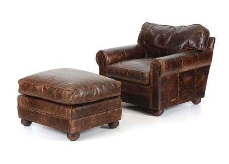 Restoration Hardware Leather Chair and Ottoman