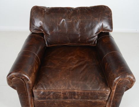 Restoration Hardware Leather Chair and Ottoman