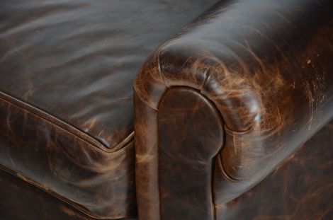 Restoration Hardware Leather Chair and Ottoman
