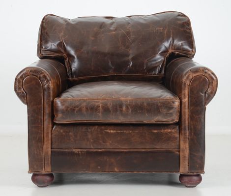 Restoration Hardware Leather Chair and Ottoman