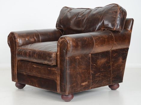Restoration Hardware Leather Chair and Ottoman