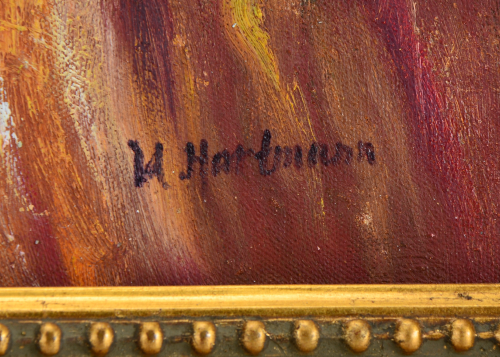 H. Hartmann Oil on Board Portrait of Native American