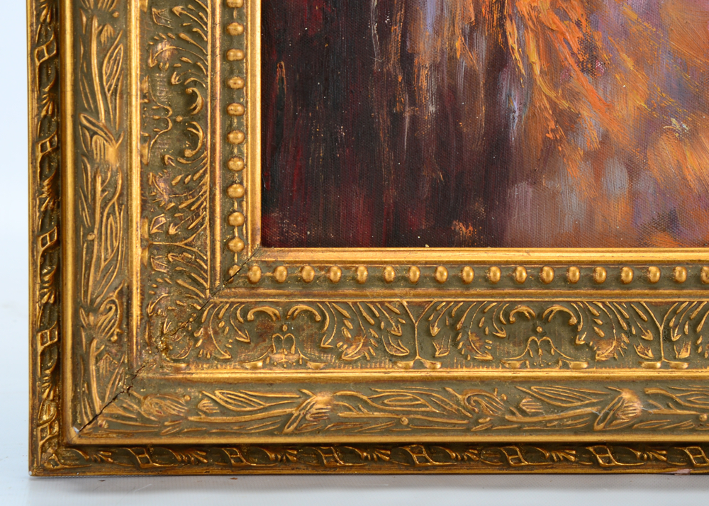 H. Hartmann Oil on Board Portrait of Native American