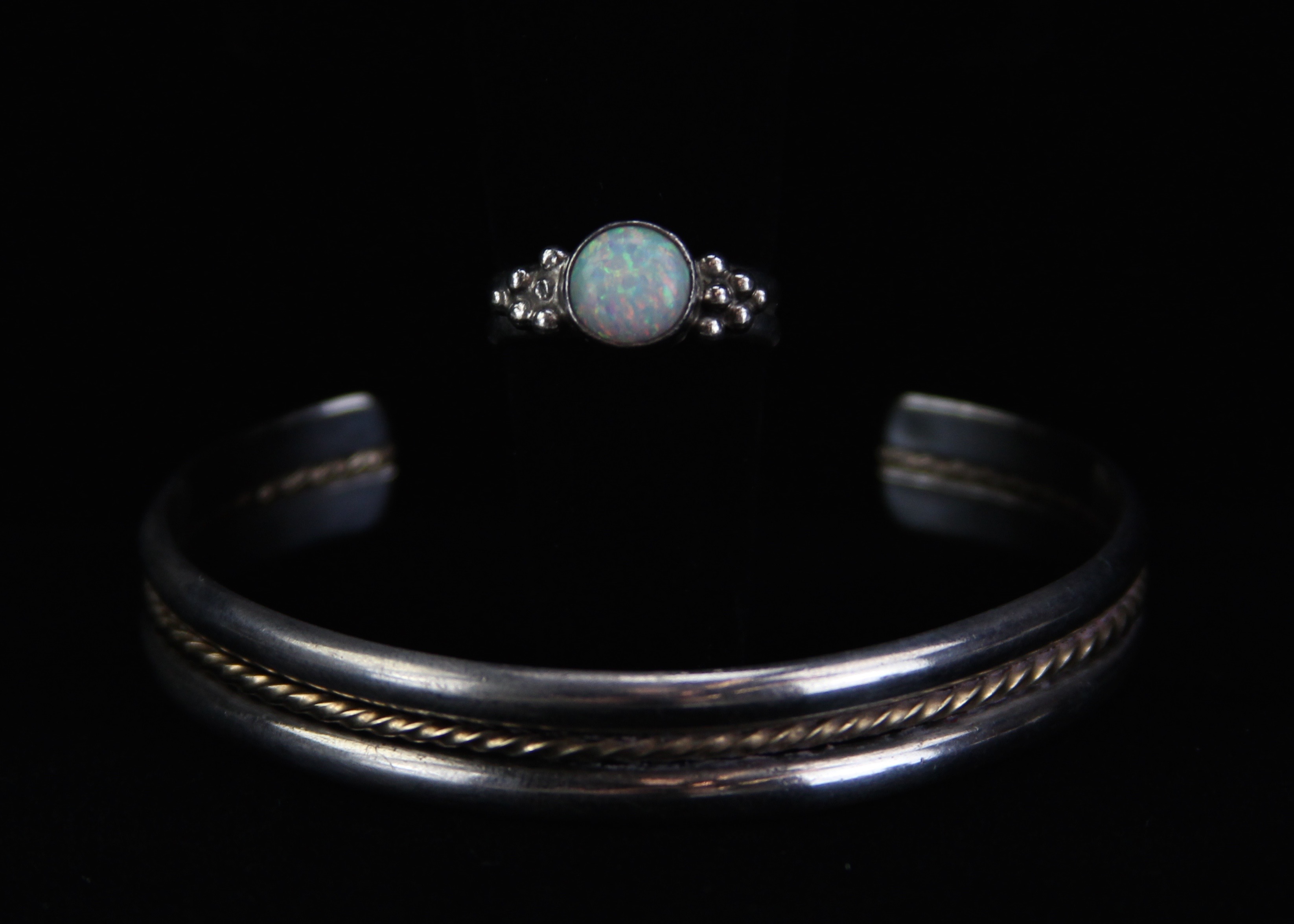 Sterling 12K Gold Filled Bracelet and Ring with Opal