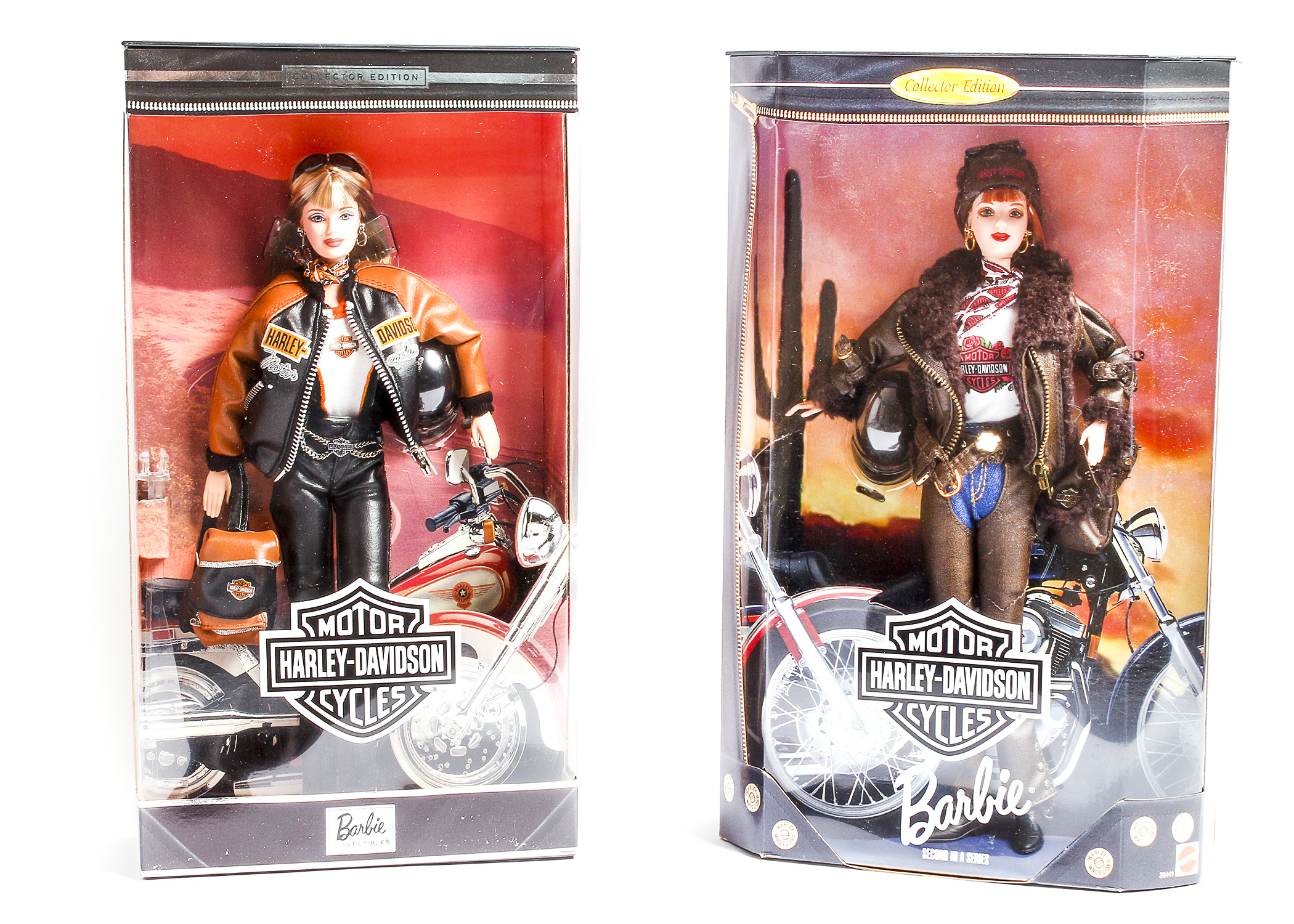 Pair of Harley Davidson Barbie Dolls