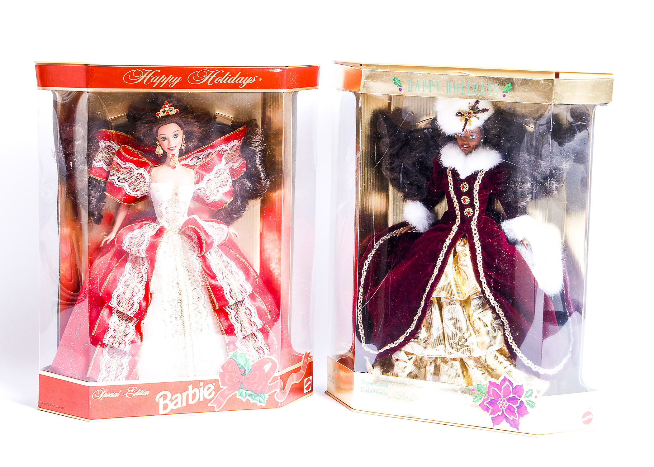 Pair of Happy Holidays Barbie Dolls