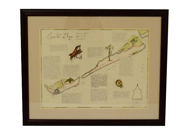 E. Lee Spence Signed Hand-tinted Lithograph "Gold Bug" from Poe
