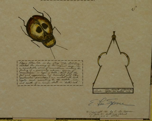 E. Lee Spence Signed Hand-tinted Lithograph "Gold Bug" from Poe
