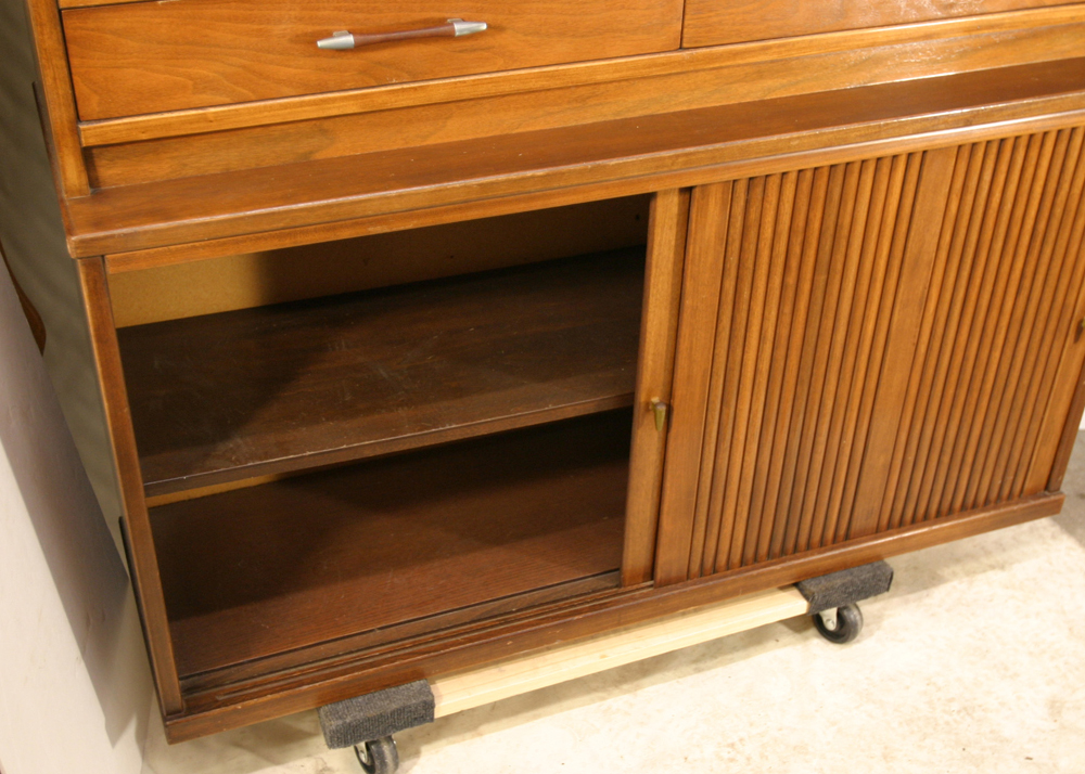 Vintage Mid Century Modern Craddock Walnut China Cabinet