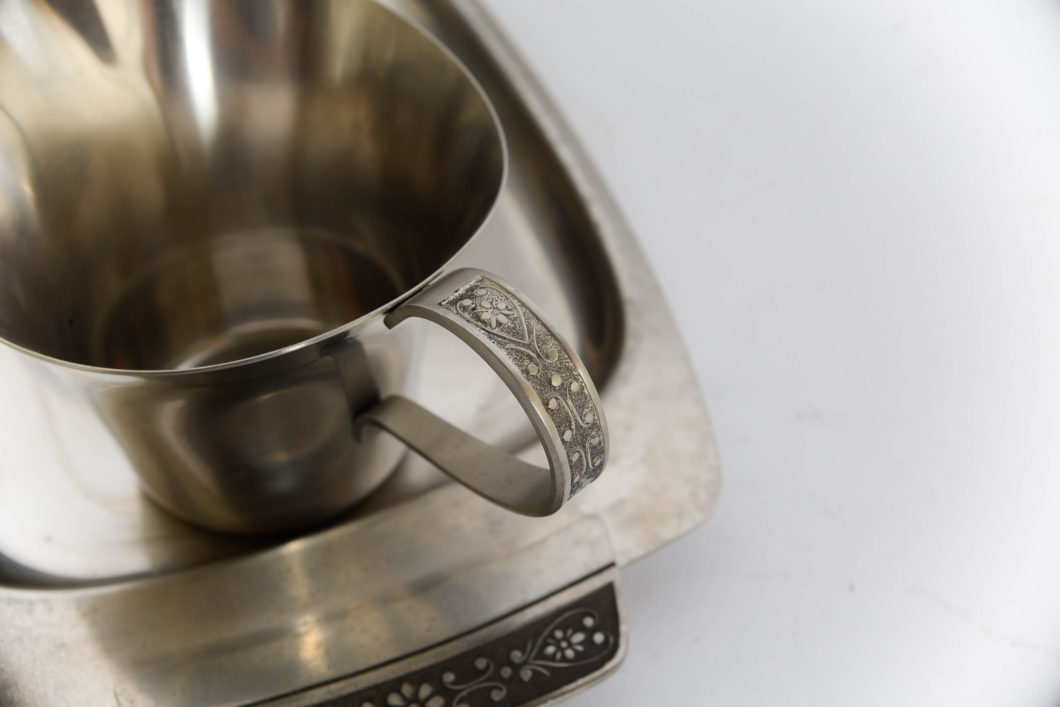 Vintage Three Piece Cordova Stainless Steel Sugar Creamer and Tra