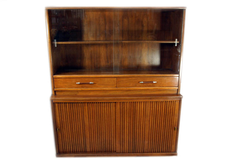 Vintage Mid Century Modern Craddock Walnut China Cabinet