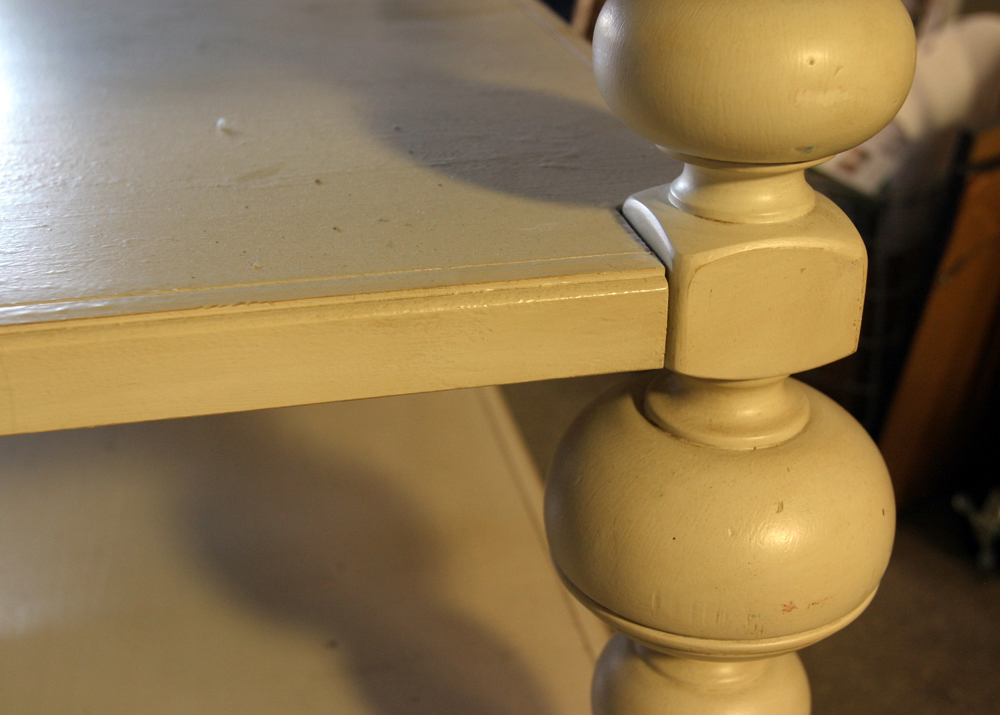 Substantial Wooden Off-White Table with Leaf