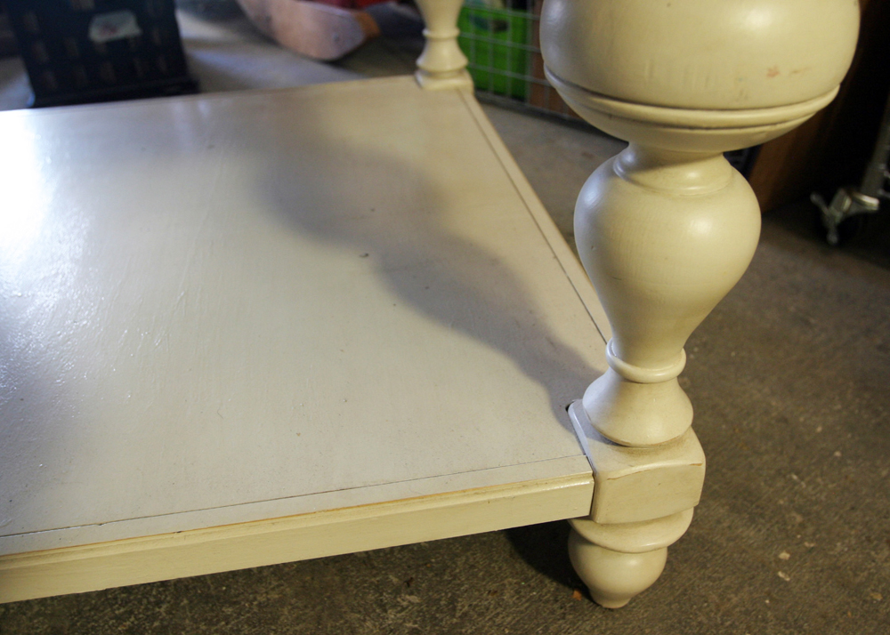 Substantial Wooden Off-White Table with Leaf