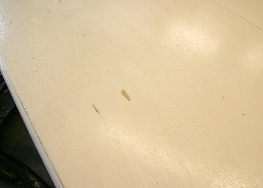 Substantial Wooden Off-White Table with Leaf