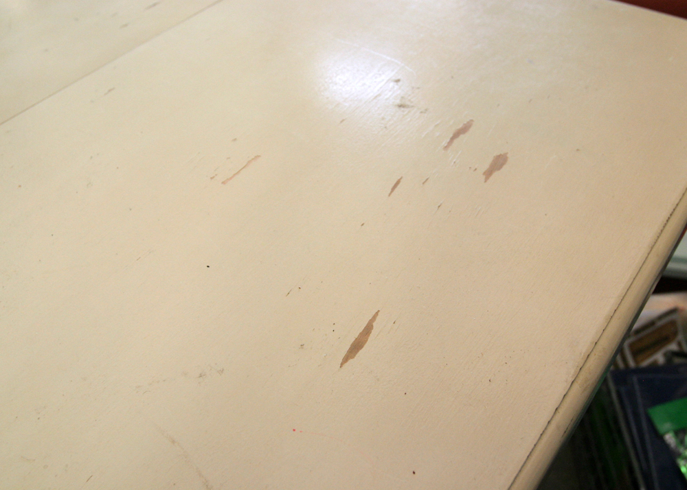 Substantial Wooden Off-White Table with Leaf