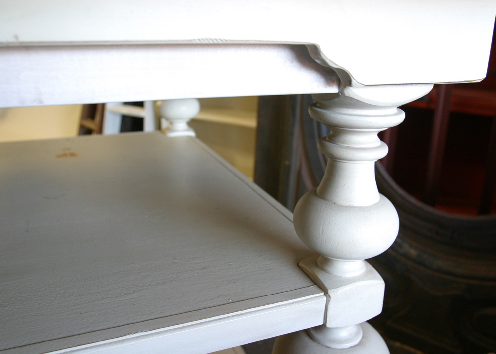 Substantial Wooden Off-White Table with Leaf