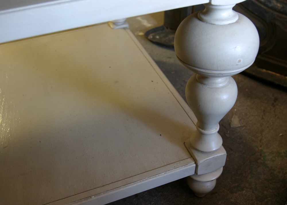 Substantial Wooden Off-White Table with Leaf