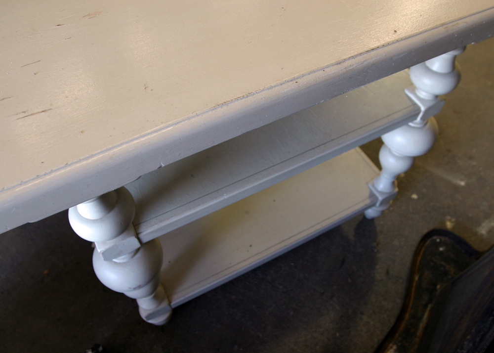 Substantial Wooden Off-White Table with Leaf