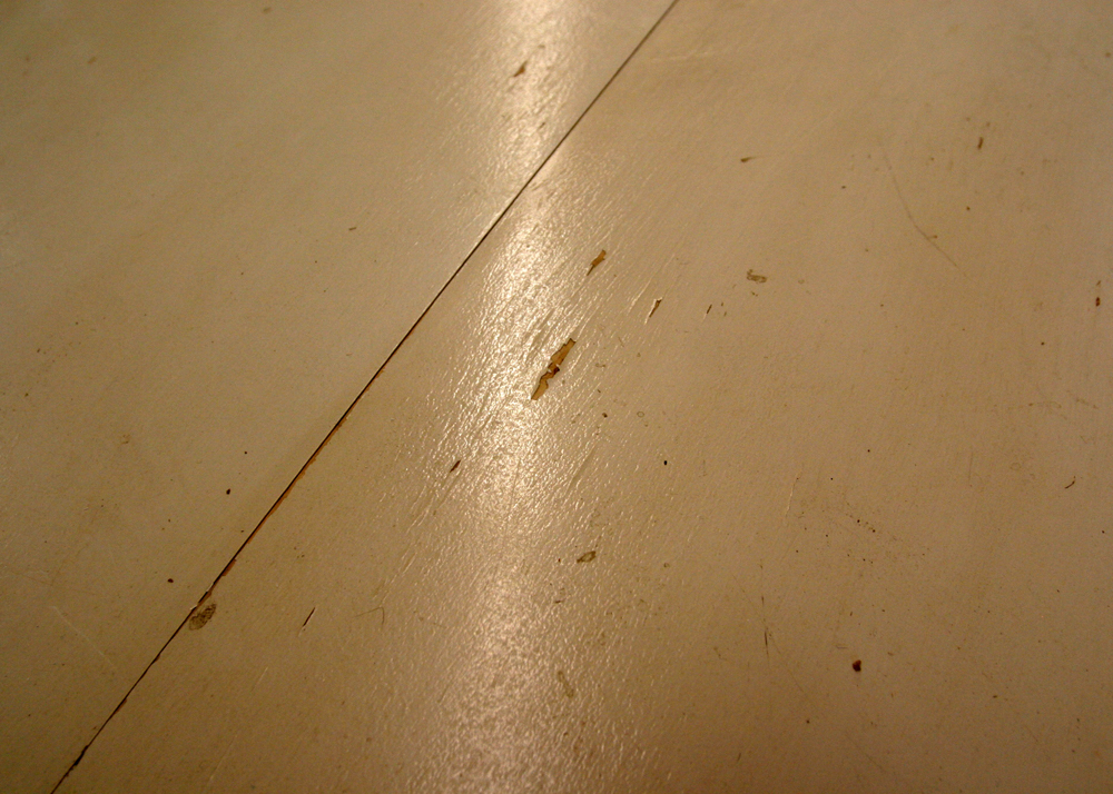 Substantial Wooden Off-White Table with Leaf