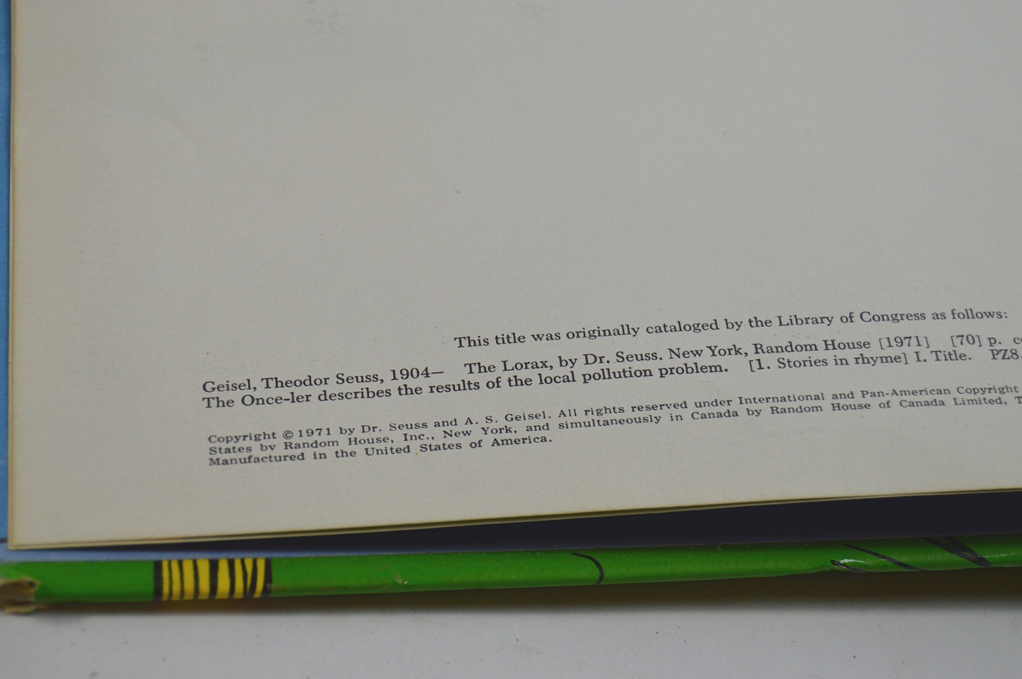 First Edition Copy of "The Lorax" by Dr. Seuss