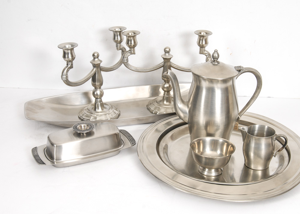 Pewter Tea Set and Trays