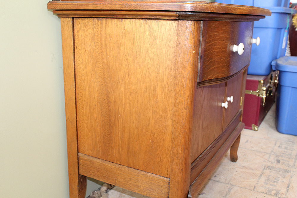Vintage Oak Wash Stand with Towel Bar
