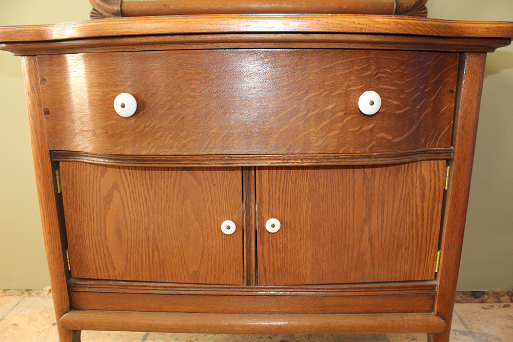 Vintage Oak Wash Stand with Towel Bar
