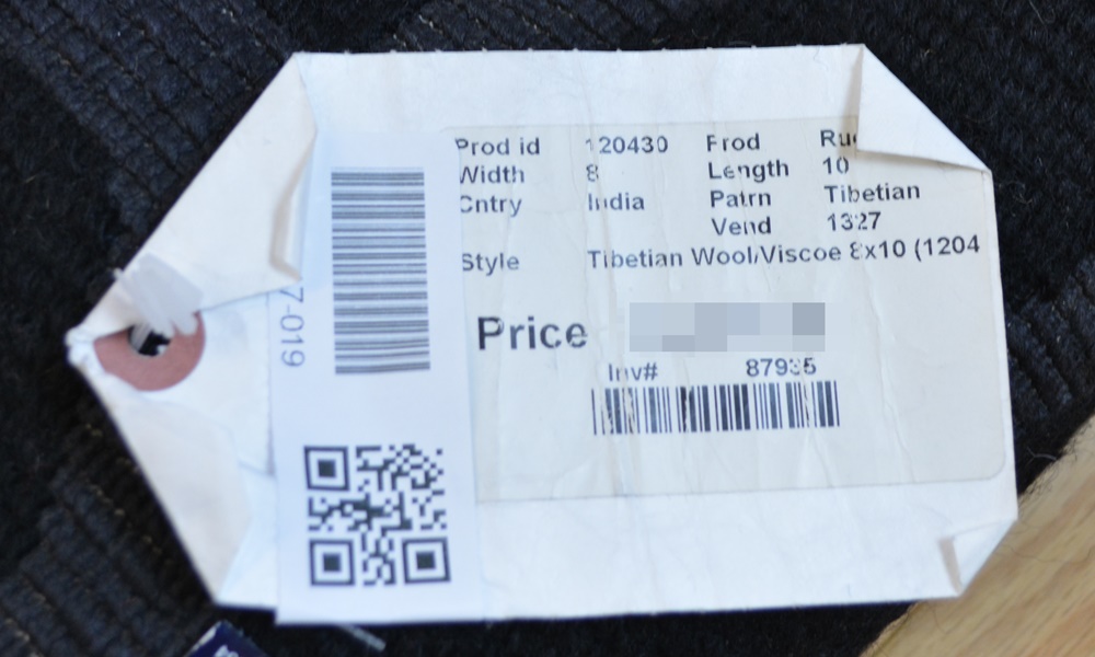 Tibetan Style Contemporary Black and Charcoal Wool Area Rug