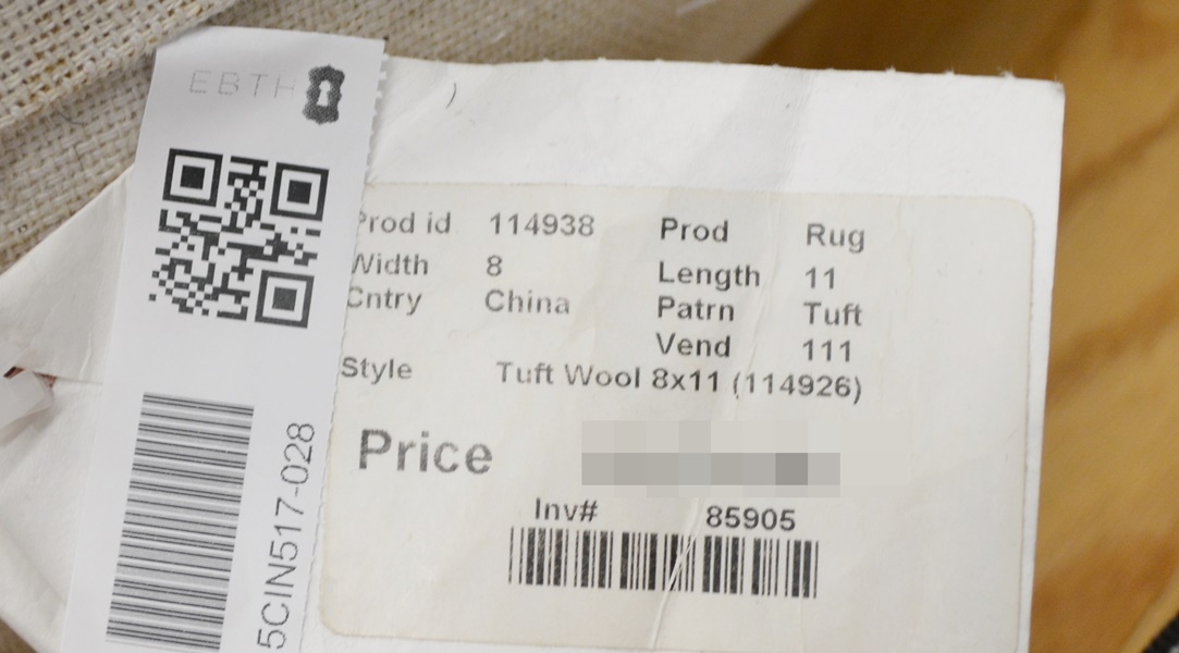 Acanthus Leaf Steel Blue and Mocha High/Low Wool Area Rug