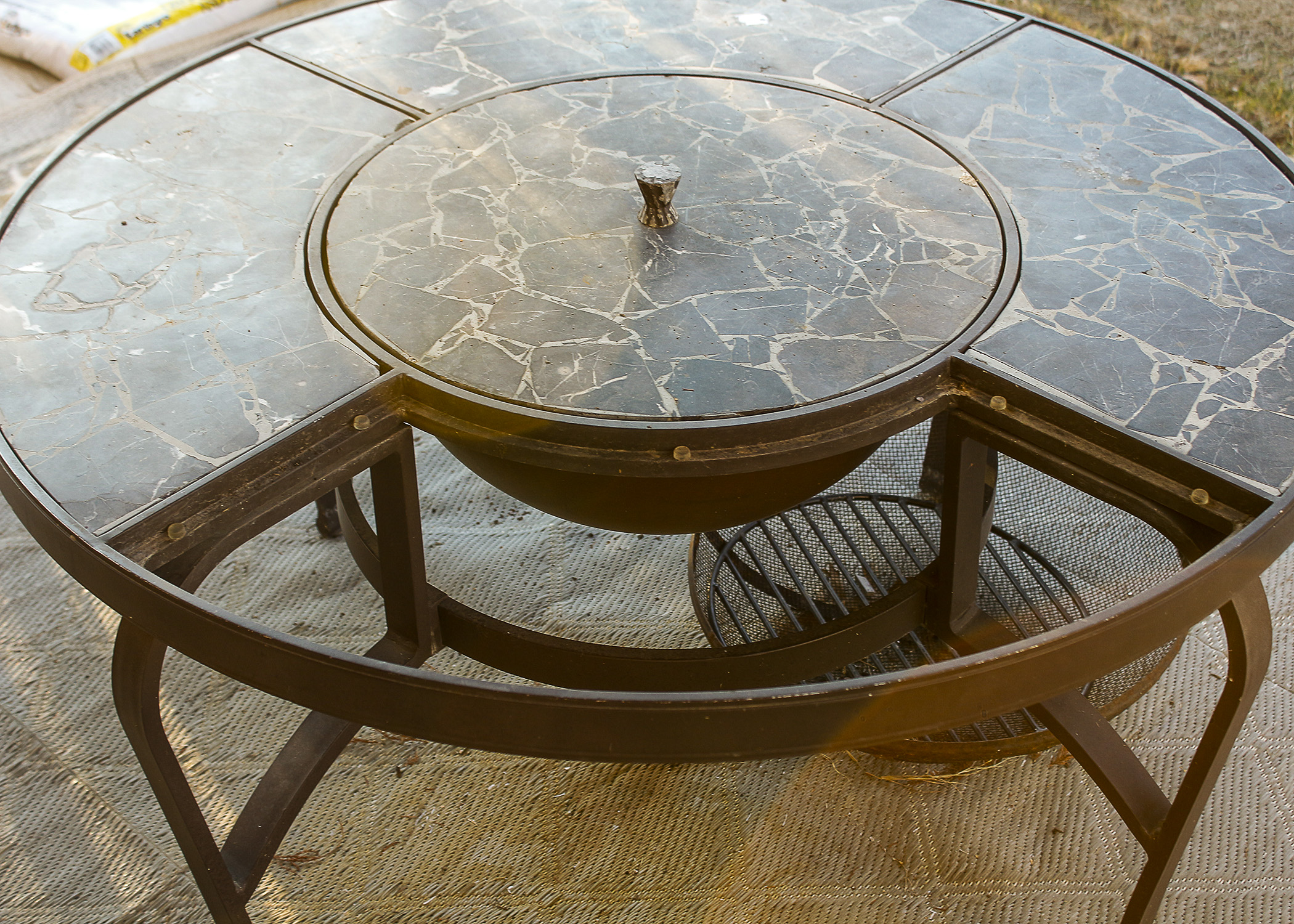 Cast Metal Round Fire Pit Table