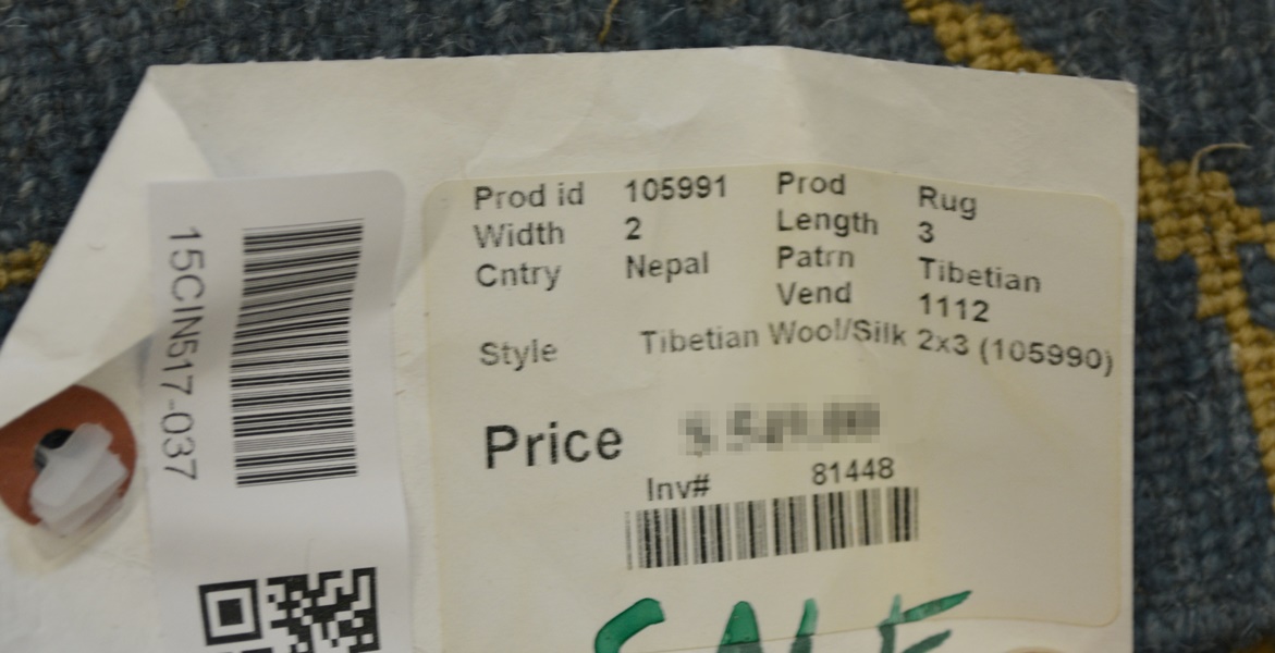 Tibetan Style Slate Blue Wheat/Grass Wool and Silk Woven Rug