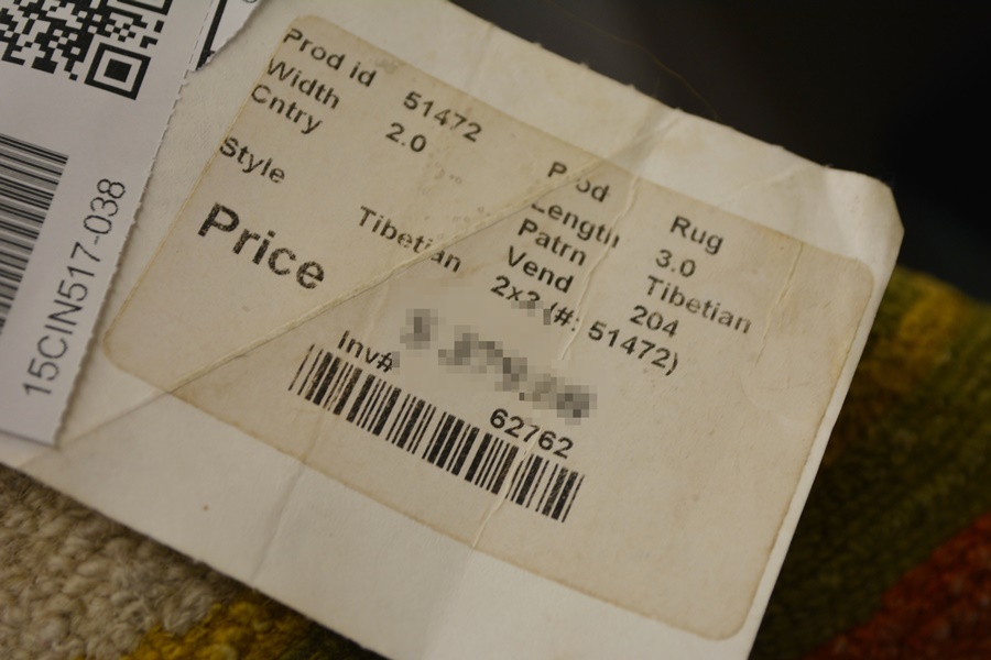 Contemporary Tibetan Style Orange, Green and Yellow Woven Rug